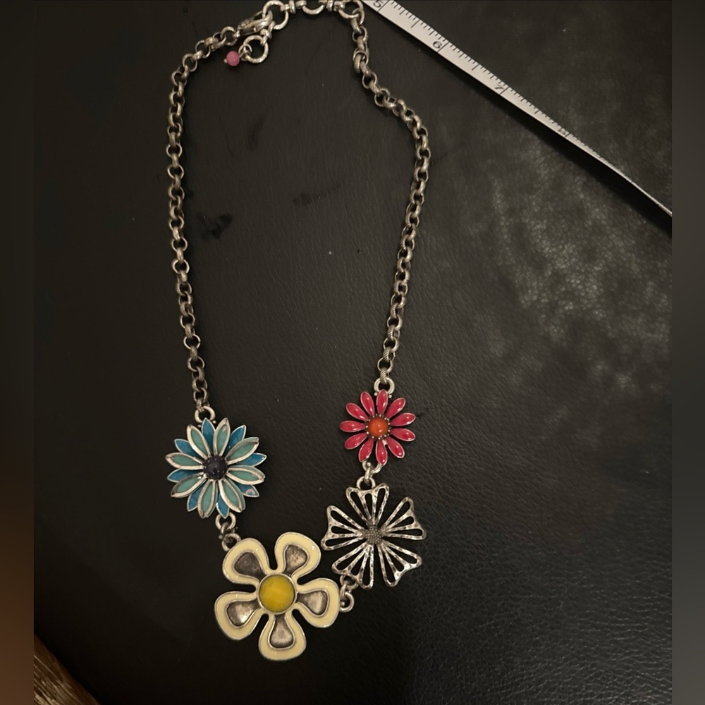 Lucky Brand Floral Necklace with Blue, Pink, Yellow Accents